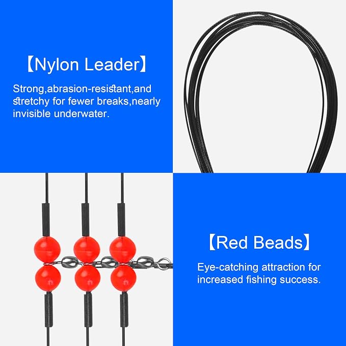Fishing Leaders Saltwater Tackle Rig Surf Fishing Rigs with Swivel Snaps High Strength Wire Leader Bottom Rigs Fishing Gear Equipment for Lures Bait Hooks