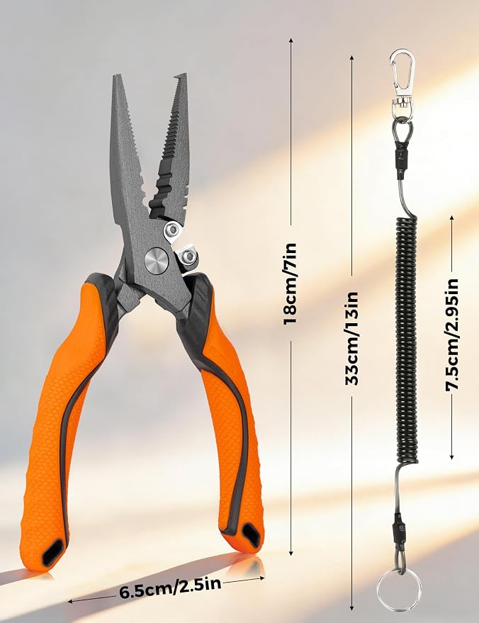 Fishing Pliers,Carbon Steel with Corrosion Resistant Coated Fishing Tools,Multitool for Saltwater