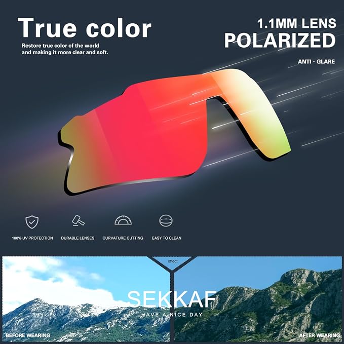 SEKKAF Polarized Sports Sunglasses for Men Women and Youth, UV400 Protection Ideal for Cycling Baseball Fishing Golf Running