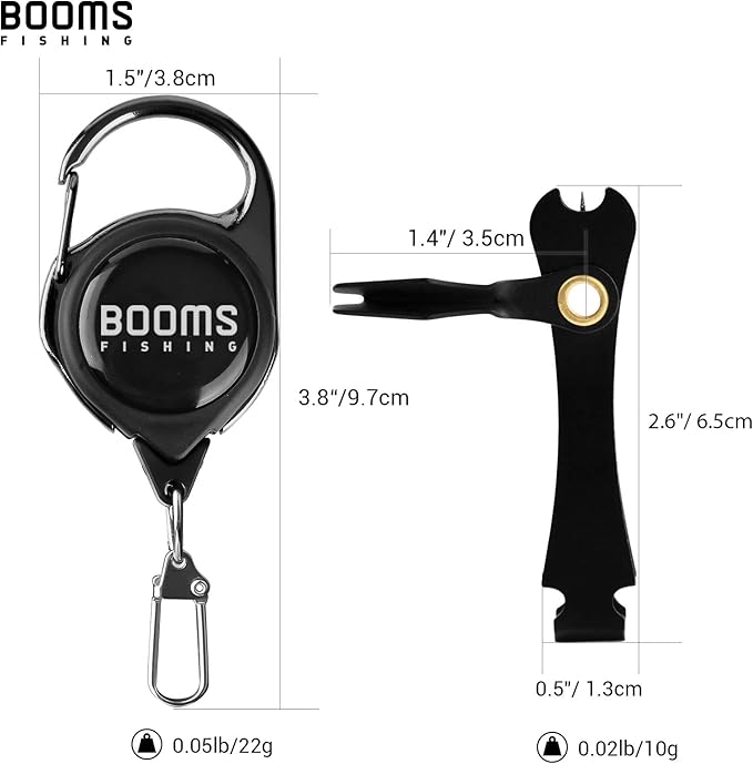 Booms Fishing FC2 Fishing Knot Tying Tool, Fly Fishing Line Cutter, Fishing Clippers with Retractor