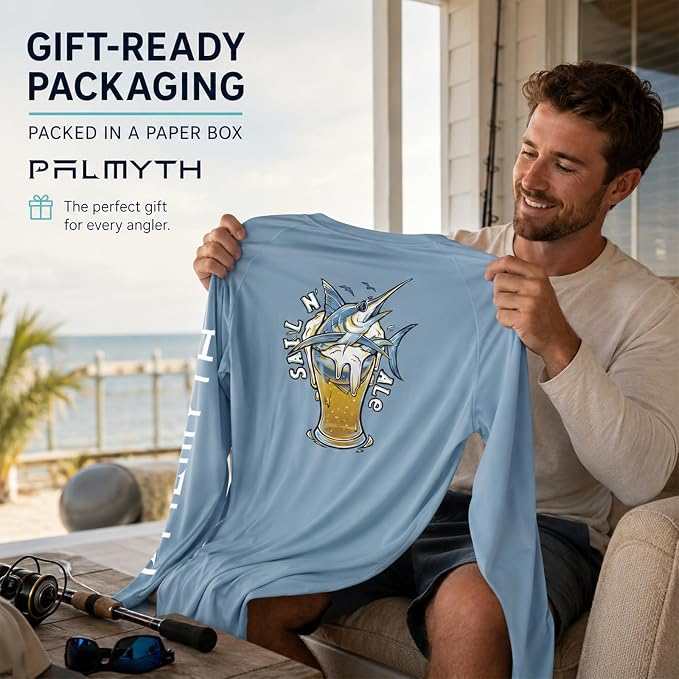 Palmyth Fishing Shirts for Men Long Sleeve UPF 50+ T Shirt Sun Protection Tee