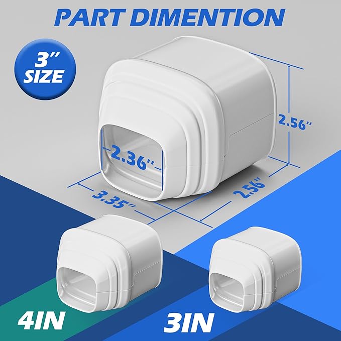 3" Width Duct End, Mini Split Line Cover Accessories for Mini Split Air Conditioners, Central AC and Heat Pumps