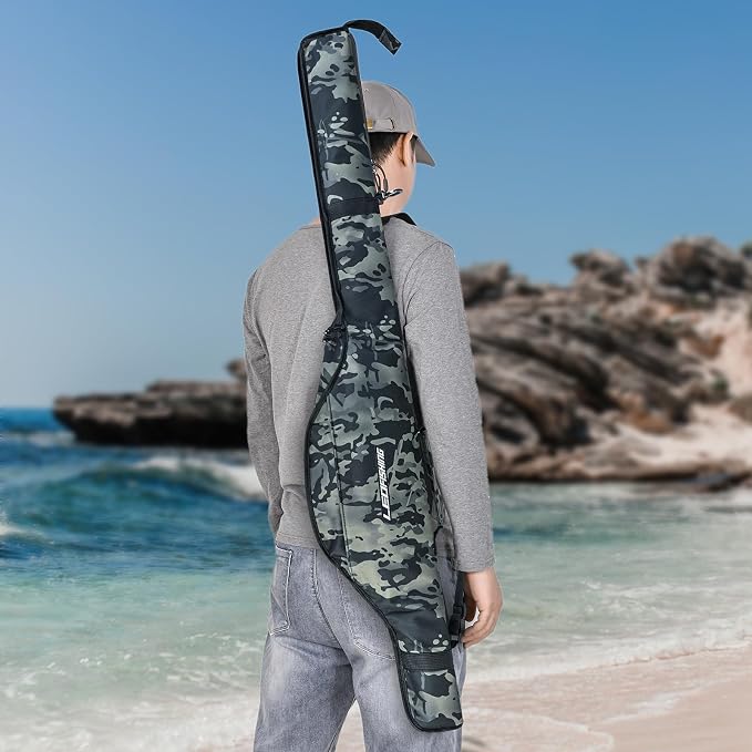 LEOFISHING Portable Folding Fishing Pole Bag 3.94ft/4.59ft/5.25ft Fishing Rod and Reel Protective Case Fishing Tackle Storage Bags Carry Organizer Outdoor for Fishing 3 Size