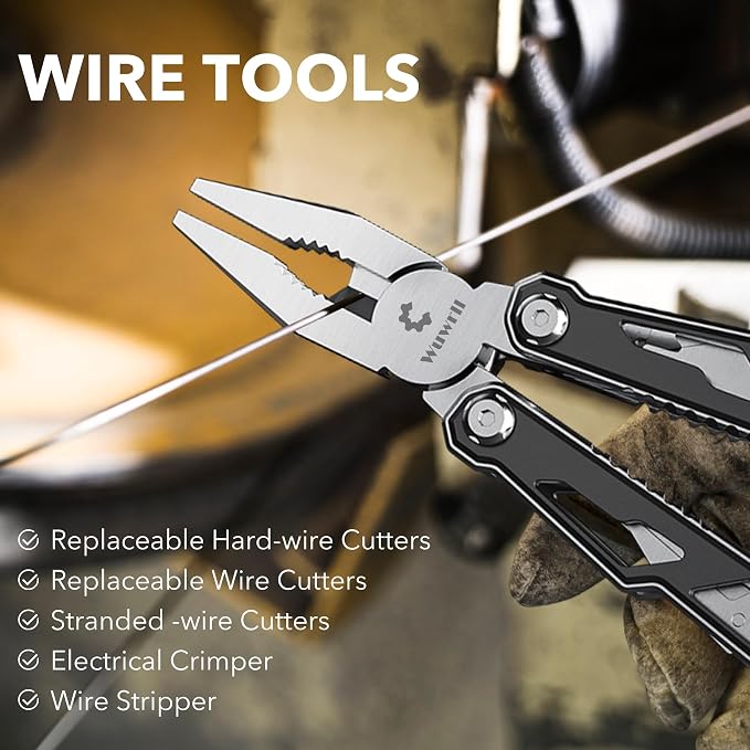 Wuwrll Multitool with Safety Locking,16-in-1 Multi Tool Stainless Steel Pocket Knife Set with Pliers, Upgrade Camping Tool Gifts for Men,for Survival, Camping, Hiking, Outdoor 1 Pcs