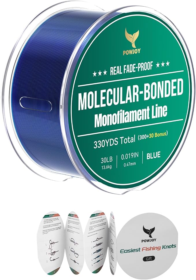 Pro Monofilament Fishing Line with Knot Instruction Cards for Multi Purpose Cost Effective, Strong Yet Thin Nylon String for Big Fishes, Tangle-Free & UV Resistant, 15/20/30/50/80LB