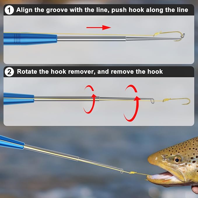 SNAIL TRAIL Fish Hook Remover Tool - Suitable for Most Types of Lures. Fishing Pliers for Fishhook Removal, Saltwater Dehooker Gear, Gifts for Beginners & Pro Fisherman