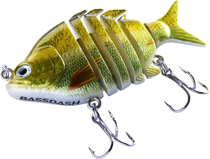 Bassdash SwimPanfish 0.34oz Hard Swimbaits Multi Jointed Topwater Trout Bass Fishing Crank Lure for Freshwater and Saltwater