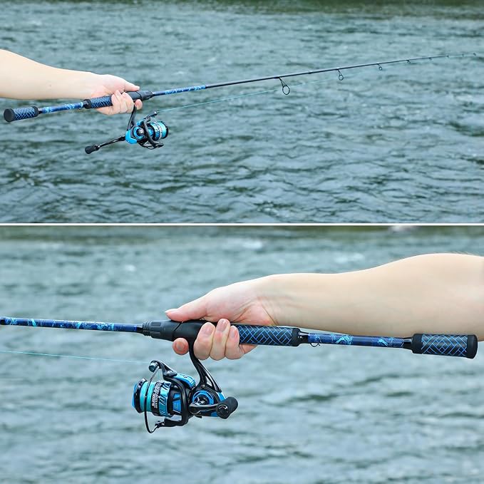 Sougayilang Fishing Rods,IM7 Graphite Spinning Rod & Casting Rod, Stainless Steel Guides, SuperPolymer Handle,“S” Style Hook Keeper