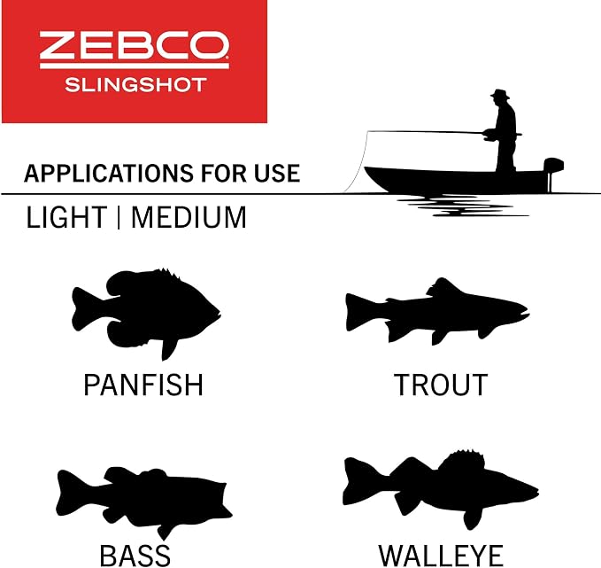 Zebco Slingshot Spinning Reel and Fishing Rod Combo, 2-Piece Medium-Light Durable Fiberglass Rod, Comfortable EVA Handle, Pre-Spooled with 8-Pound Cajun Fishing Line