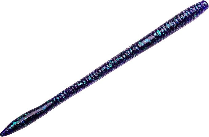 Strike King KVD Perfect Plastics Finesse Worm, Soft Plastic Worm Fishing Lure, Junebug, 7-Inches, 8-Pack