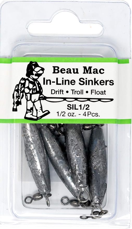 Beau Mac in-Line Sinker | SIL | Precision Weighted Drift Fishing Sinker for River, Stream, & Float Fishing | Durable | Ideal for Steelhead, Salmon & Trout