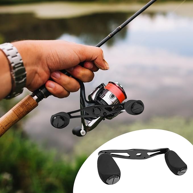 Fishing Reel Handle Fishing Baitcasting Reel Replacement Parts, with EVA Knob and Nut (Black)