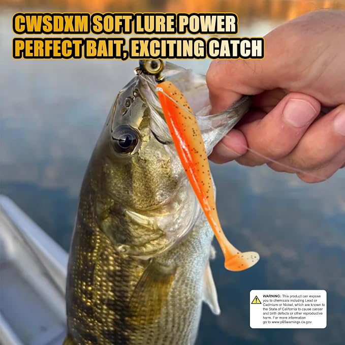 Fishing Soft Lures Paddle Tail Swim Baits Plastic Baits Crappie Walleye Trout Bass Fishing Baits for Jig Heads Saltwater/Freshwater 40PCS