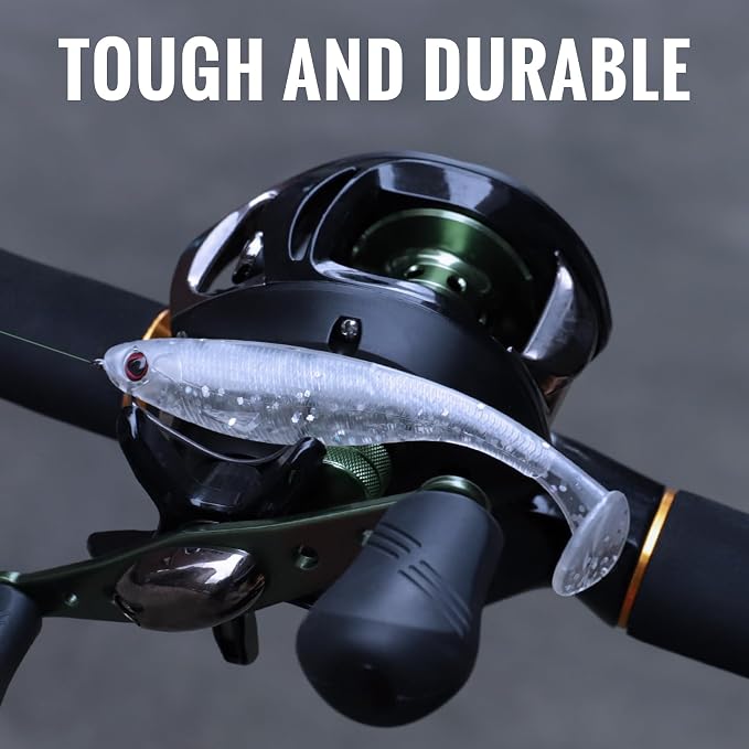 TRUSCEND Shadtale Easy Catch Soft Fishing Lures, Unique Vibration and Action for Various Rigs, Paddle Tail Swimbaits Trailer for Bass, Trout, Crappie, Walleye, Redfish, Saltwater & Freshwater Fishing