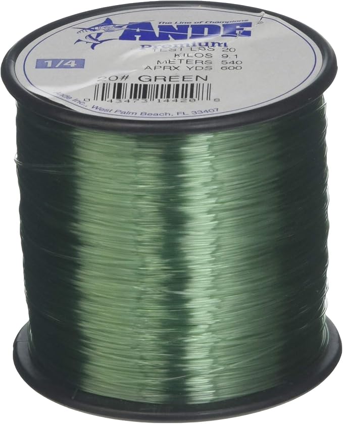 Ande A14-20G Premium Mono Line, 1/4-Pound Spool, 20-Pound, 600-Yards Green