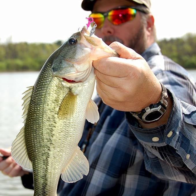 1/8 oz Jig Heads Freshwater Fishing Lures Jig Head with Eye Ball 25PCS Painted Hooks Fishing Jigs for Bass/Crappie