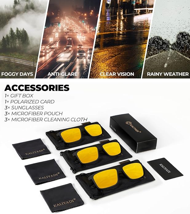 KALIYADI Polarized Sunglasses for Men and Women, Mens Sun Glasses with UV Protection for Driving Fishing Golf (3 Packs)