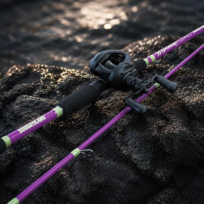 Sougayilang Fishing Rod 24-Ton Carbon&Glass Fiber Composite Spinning and Casting Rod, 2 Piece for Bass Trout Crappie Travel Fishing- 6'0"