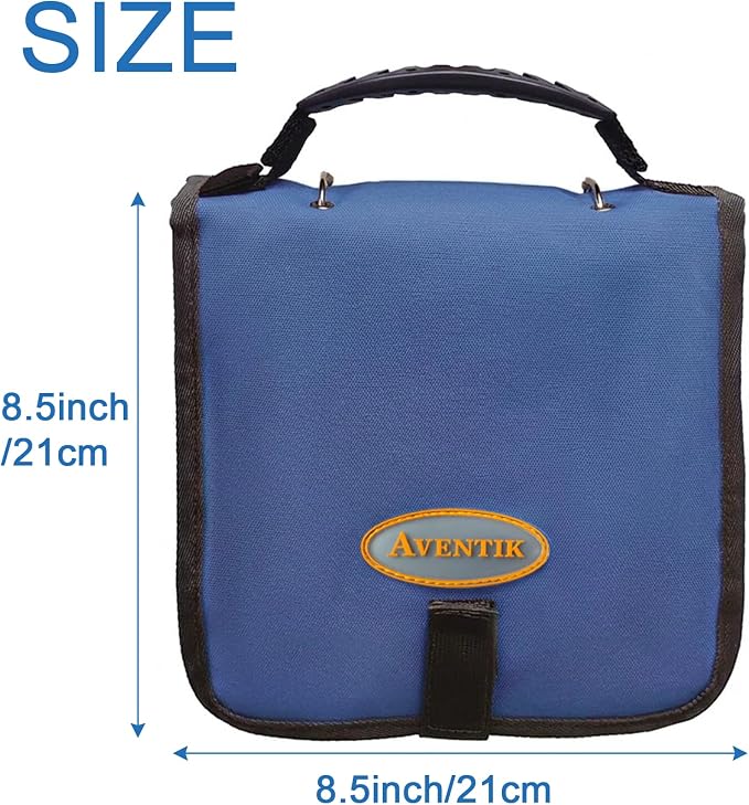 Aventik Fishing Tackle Binder Soft Cover Fishing Bait Organized Storage Rig Bag Soft Bait Binder Saltwater Resistant Fishing Bag 8.5x8.5x1.1inch(blue)