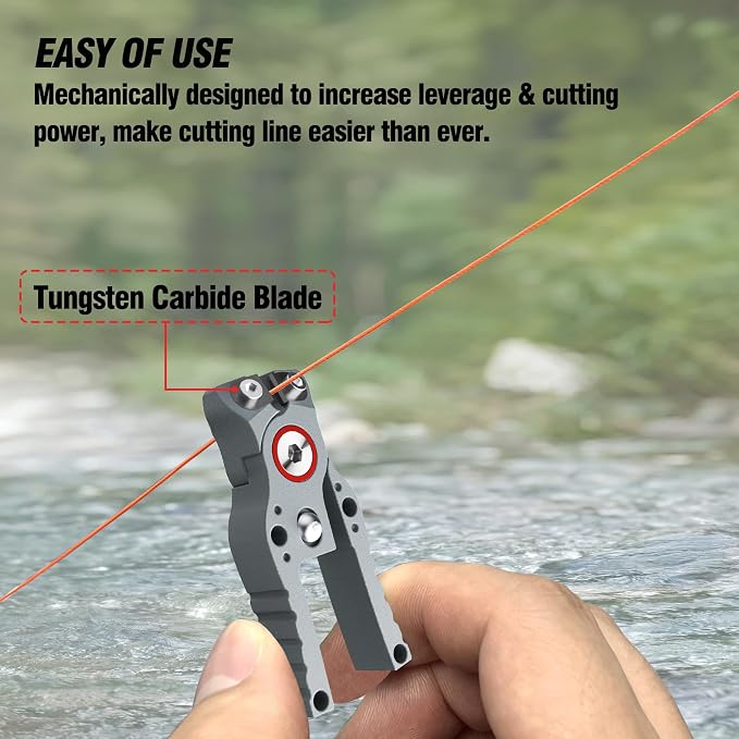 Fishing Line Cutter with Retractable Buckles, Tungsten Carbide Blade & Central Locking - Smooth, Corrosion-Resistant Cuts for Braid, Mono, Fluoro in Saltwater Fishing