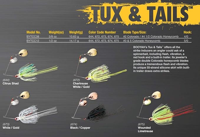 BOOYAH Tux & Tails Blade Spinner-Bait Bass Fishing Lure