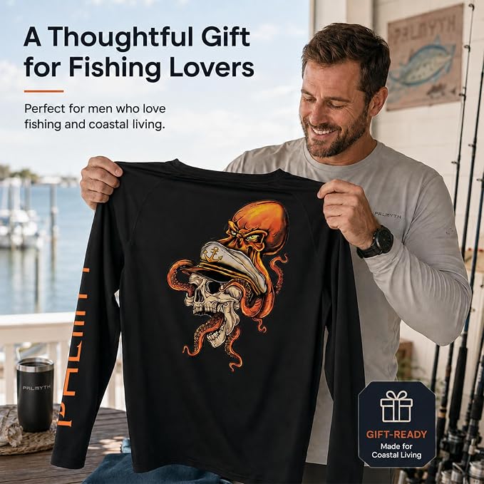 Palmyth Fishing Shirts for Men Long Sleeve UPF 50+ T Shirt Sun Protection Tee
