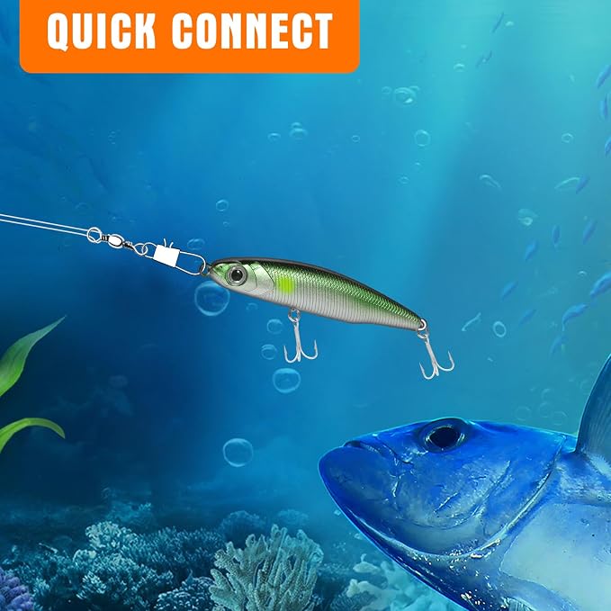 100 PCS Fishing Swivels Snap,Stainless Steel Swivel Fishing Line Connector,Interlock Fishing Hooks Clip,Barrel Snap Swivels for Freshwater and Saltwater Fishing