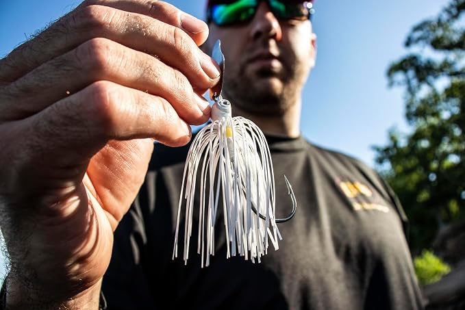 Strike King Thunder Cricket Fishing Lure, Vibrating Swim Jig, Silver Blade, 4/0 Jungle-Style Flipping Hook
