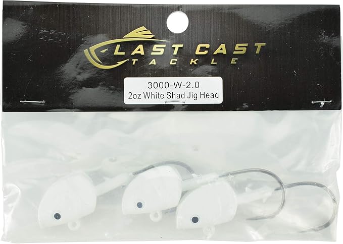 2oz White Shad Jig Head - 3 Pack