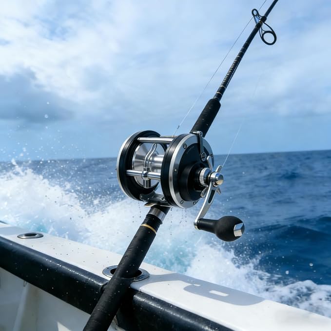 Sea Fishing Reel 44-66 LB Max Drag Saltwater Round Conventional Trolling Reel Aluminum CNC 2.8:1/4.4:1 Gear Ratio 5+1/7+1 Bearings for Tuna Salmon Marlin