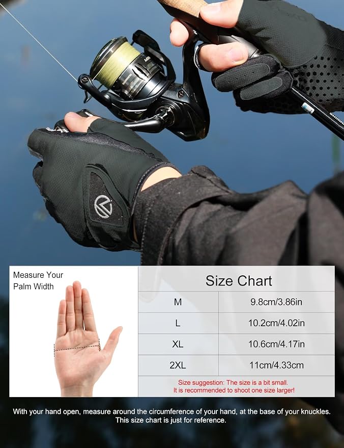Fishing Gloves 3 Fingerless,Abrasion Resistant, Anti-Slip,Lightweight Breathable for Men Women,Ideal for Lure Fishing