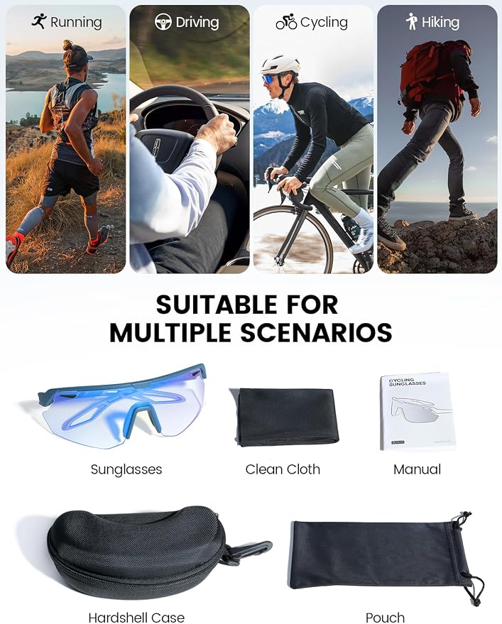 Lamicall 24g Polarized Sports Sunglasses for Men Women - UV400 Protection Sun Glasses for Baseball Running Cycling Fishing