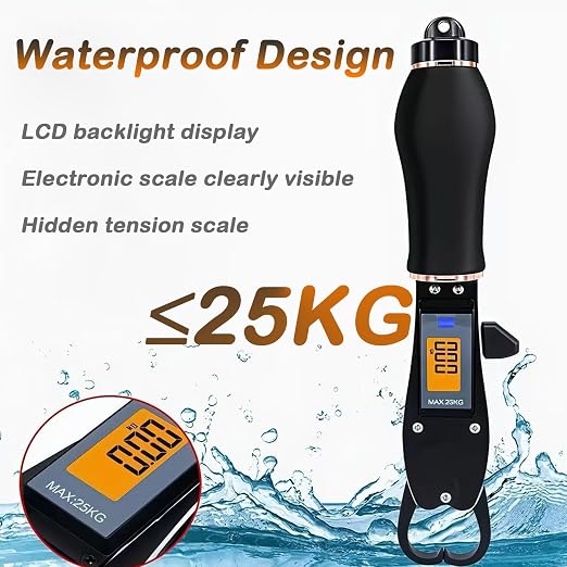 Digital Fish Lip Gripper with Scale Max 25kg/55lb,360° Swivel Non-Slip Handle, Aluminum Alloy, Easy Catch & Release, Fishing