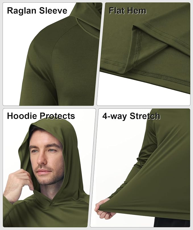 ZITY 5 Pack Mens UPF 50+ Hoodie Shirts Sun Protection Fishing Shirt Fast Dry Lightweight for Athletic Hiking Workout