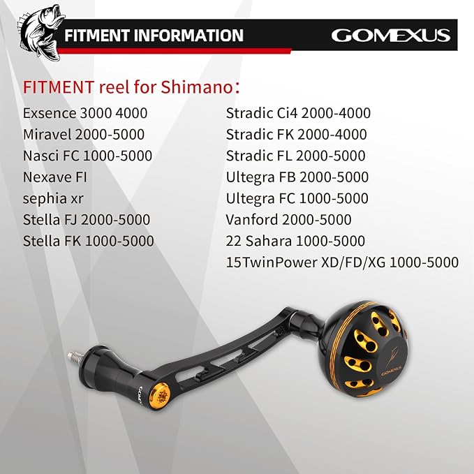 GOMEXUS Power Handle for Shimano Stradic FL FM Stella Vanford Vanquish Nasci Twinpower 1000-5000 Spinning Reel Replacement Crank