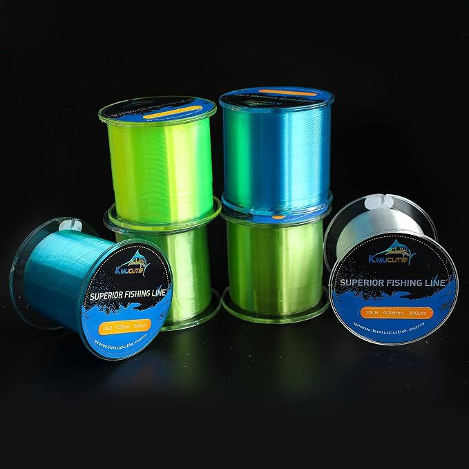 Kmucutie Fishing Line, Monofilament Fishing Line 300 Yds Ultimate Strength, Shock Absorber, Suspend in Water, Knot Friendly - Mono Fishing Line 10-40LB