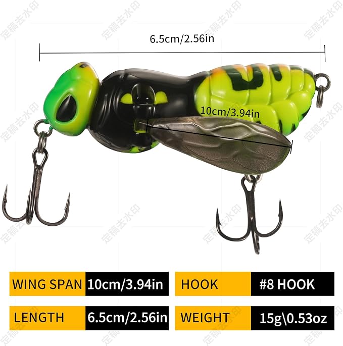 FONMANG Top Water Fishing Lures, 3-Pcs Topwater Lures for Bass Walleye Pike, 2025 New Wasp Crawl Bait for Freshwater and Saltwater