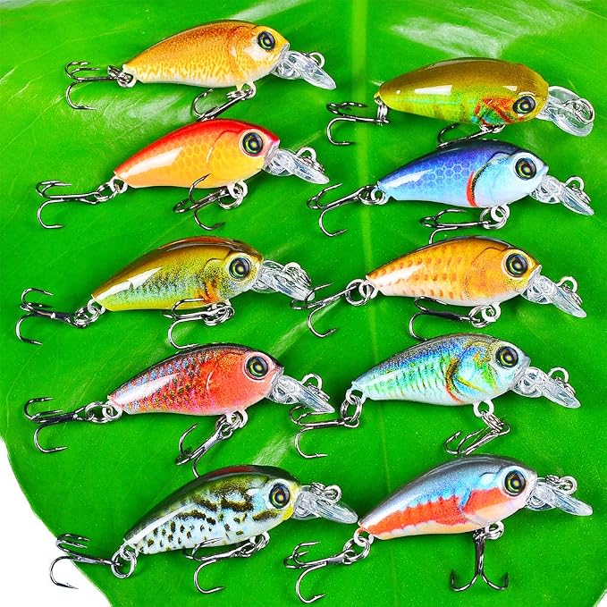 Mini Crankbait Fishing Lures Kits Swimbait Wobbler Hard Baits for Bass Trout Pike Freshwater and Saltwater 10pc-20pc/pack