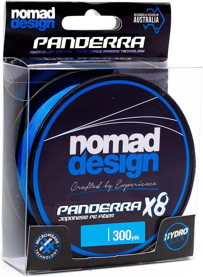 Nomad Design PANDERRA Cyan X8 Braid, Premium PE Fiber Fishing Line with Micro Weave Technology, Hydroslick Coating, and Increased Casting Distance.