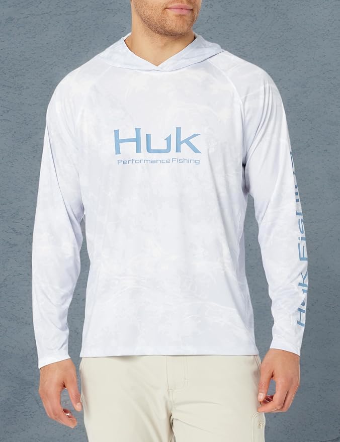 HUK Mens Pursuit Pattern Crew Sleeve Shirt, Performance Shirt