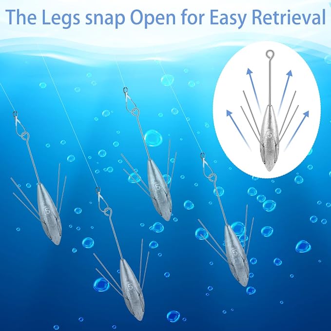 Sotiff 5 Pcs Sputnik Sinker Surf Fishing Weights Fishing Equipment Long Tail Surfing Surf Casting Sinkers Spider Weights for Catfish Near Sea Ocean Ship Breakwater Large River Beach Man Gift