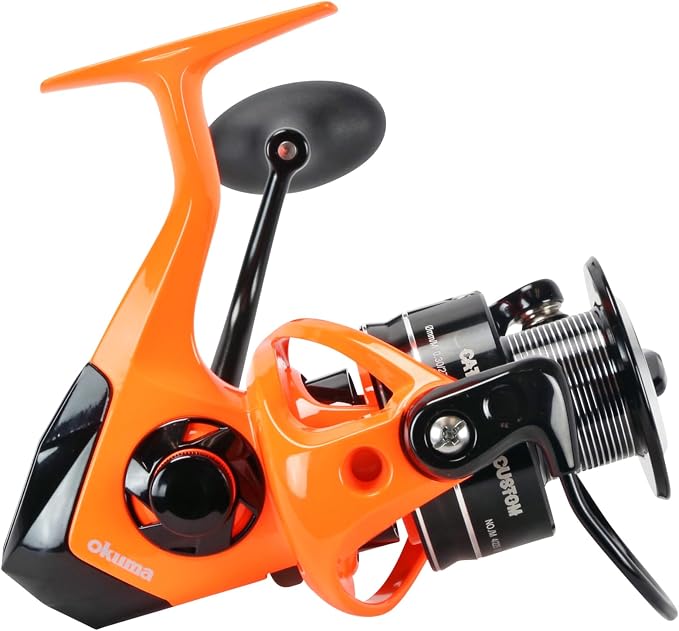 Okuma Cat Slayer Custom Spinning Reel – 6000 Size Catfish Reel with DFD Dual Force Drag, Flite Drive System, UV Reactive Body, Neon Green, CSC-6000NO