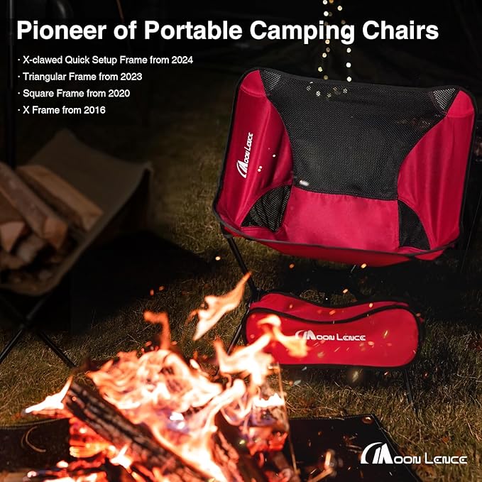 MOON LENCE Portable Camping Chair,Lightweight Backpacking Hiking Chairs,Compact,Foldable,with Anti-Sinking Large Feet for Beach,330 lbs Capacity (Khaki, Standard)