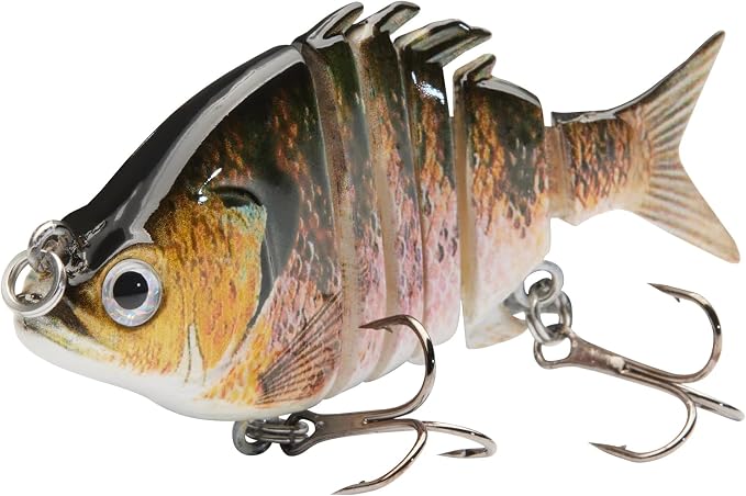 Bassdash SwimPanfish 2.5”/0.34oz Hard Bluegill Swimbaits Multi Jointed Topwater Trout Bass Fishing Crank Lure,Pack of 4