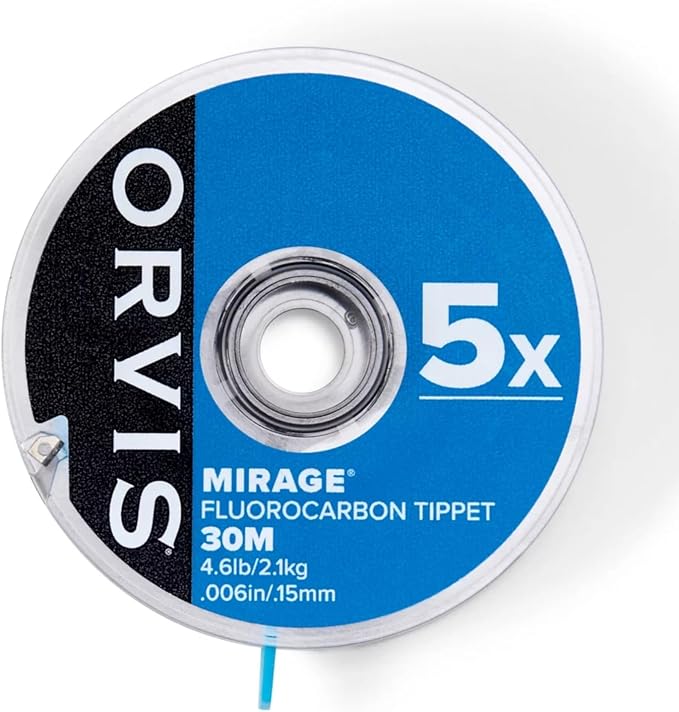 Orvis Mirage Tippet Material Outstanding Turnover Power, Extrusion Taper Technology, Water-Like Refraction Index, Abrasion Resistant Fluorocarbon
