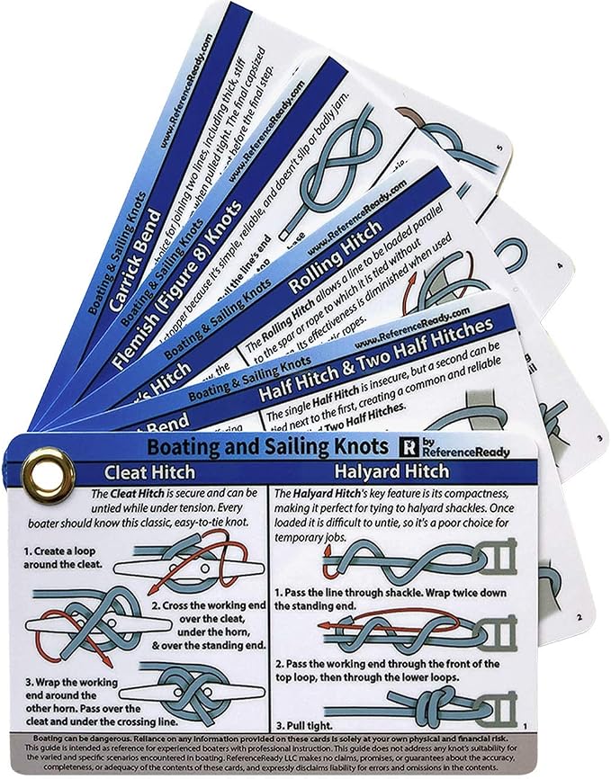 ReferenceReady Boating and Sailing Knot Cards - Waterproof Guide to 20 Nautical Knots