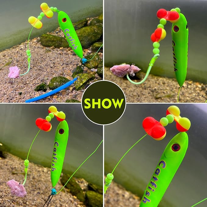 PROBEROS Catfish Fishing Rigs - Bank Fishing Set with 5pcs/Set, 6/0, 8/0, 10/0 Circle Hooks Circle Hooks, High Visibility, Ready to Use Catfish Rigs