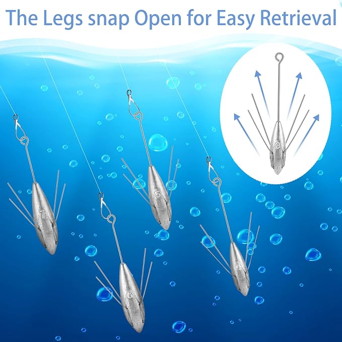 Sotiff 5 Pcs Sputnik Sinker Surf Fishing Weights Fishing Equipment Long Tail Surfing Surf Casting Sinkers Spider Weights for Catfish Near Sea Ocean Ship Breakwater Large River Beach Man Gift