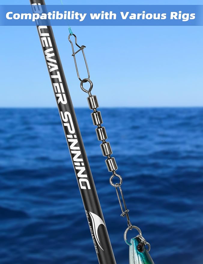 BLUEWING Fishing Barrel Swivels 84lbs/126lbs/209lbs High Speed Multi Link 5 Roller Chain Fishing Swivels Leader Lure Connectors Saltwater Freshwater Tackle, 10pcs