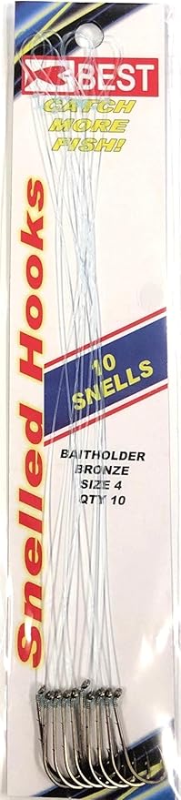 K&E Stopper Lures BAITHOLDER SNELLED Hook/Size 4/10 Pack/Bronze